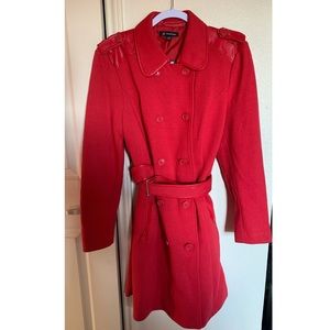 Red Winter Pea Coat - XL - Double Button & Lined